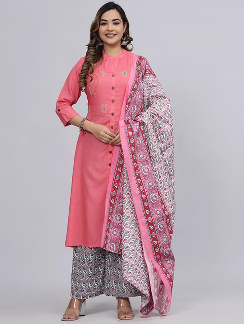 pink embellished kurta palazzo set  - 21232170 -  Standard Image - 1