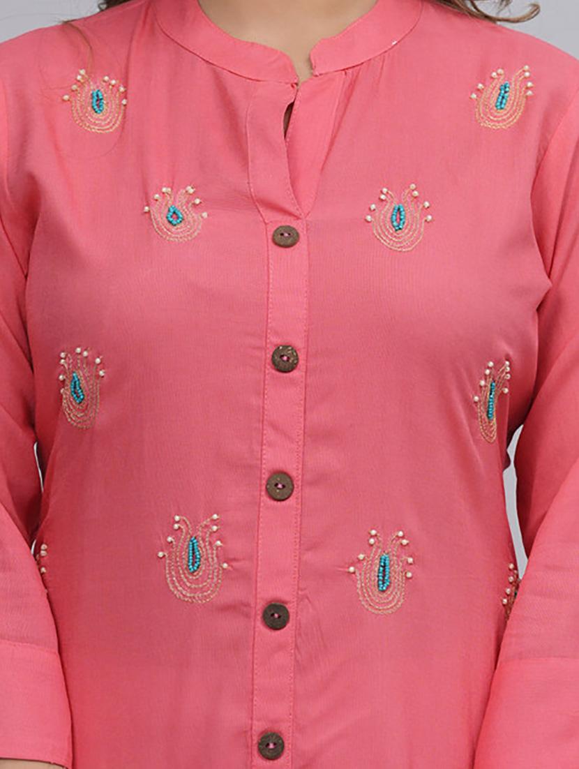pink embellished kurta palazzo set - 21232170 - Standard Image - 4