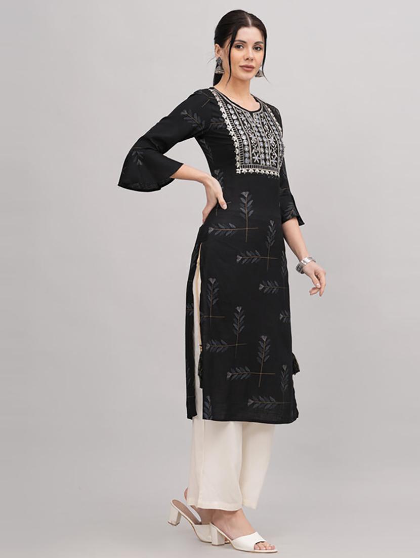black viscose kurta palazzo  set - 21232190 -  Standard Image - 1