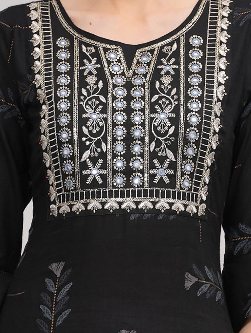 black viscose kurta palazzo set - 21232190 - Standard Image - 4