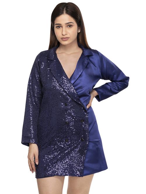 navy blue polyester coat dress - 21232934 - Standard Image - 0