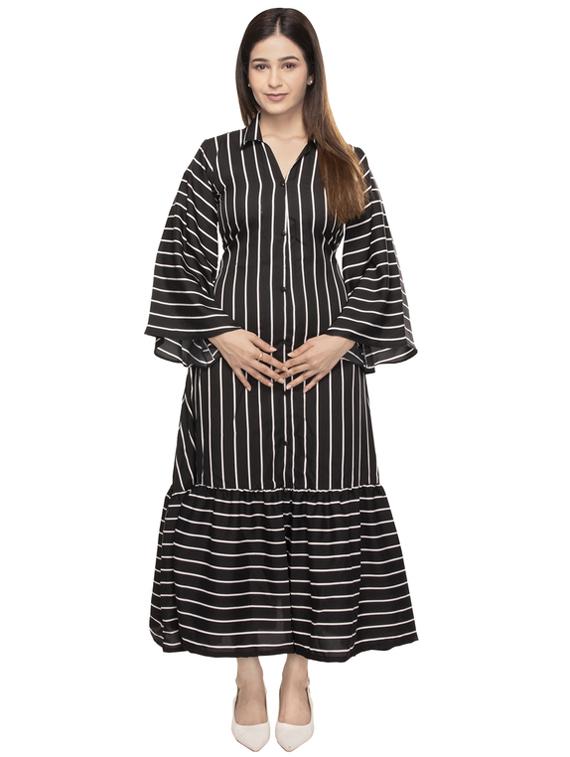 black polyester aline dress - 21232944 - Zoom Image - 0