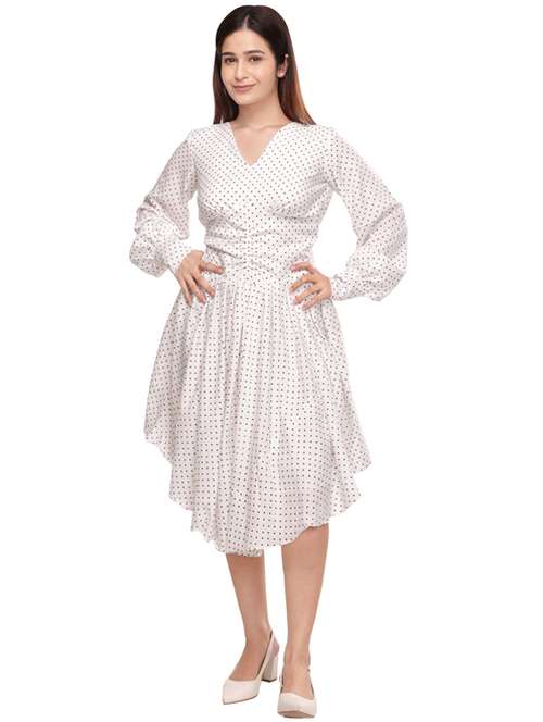 white polyester fit & flare dress - 21232945 - Standard Image - 0