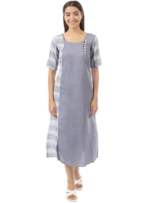 grey cotton a-line dress - 21232950 - Standard Image - 0