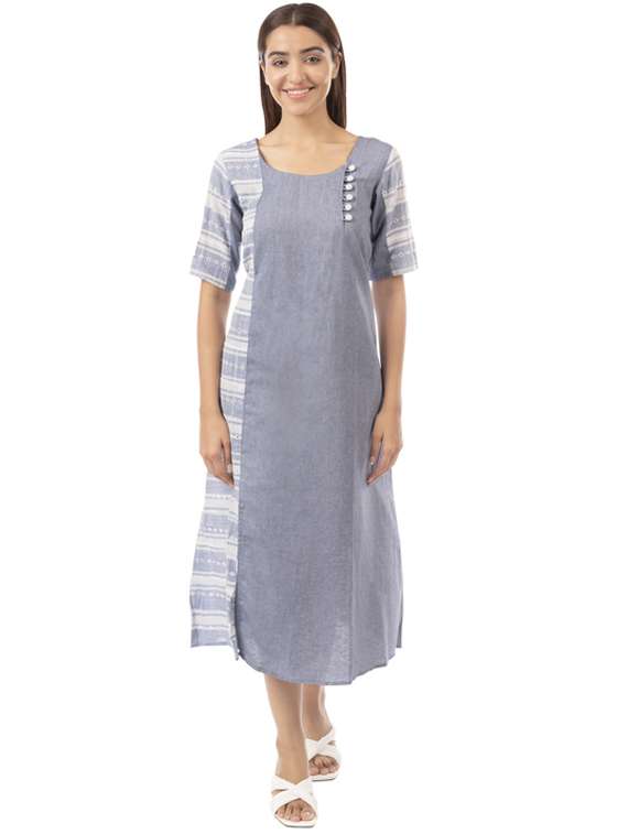 grey cotton a-line dress - 21232950 - Zoom Image - 0