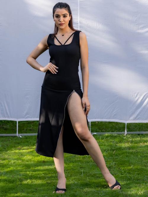 black polyester bodycon dress - 21232953 - Standard Image - 0