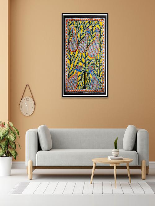madhubani handpainted mithila painting auspicious peacock on the tree traditional indian art - 21233152 -  Standard Image - 0