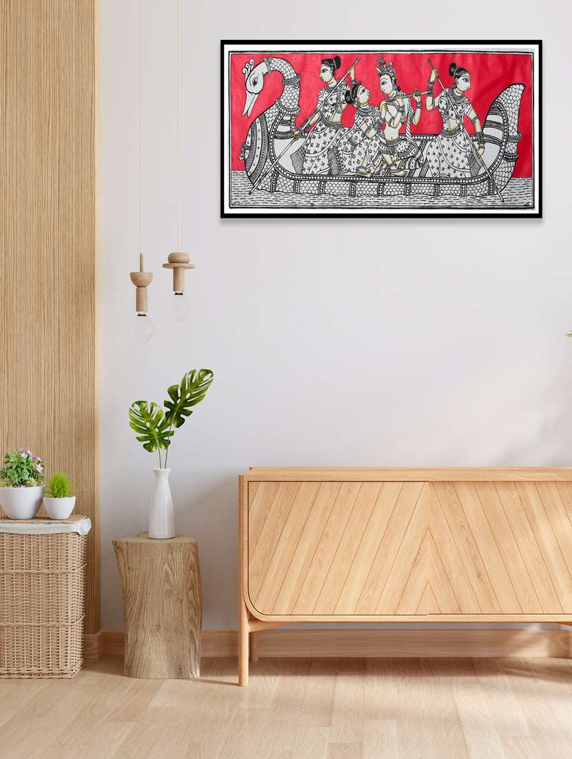 lord radha krishna naukavihar with sakhi unframed pattachitra wall art  - 21233153 -  Zoom Image - 0