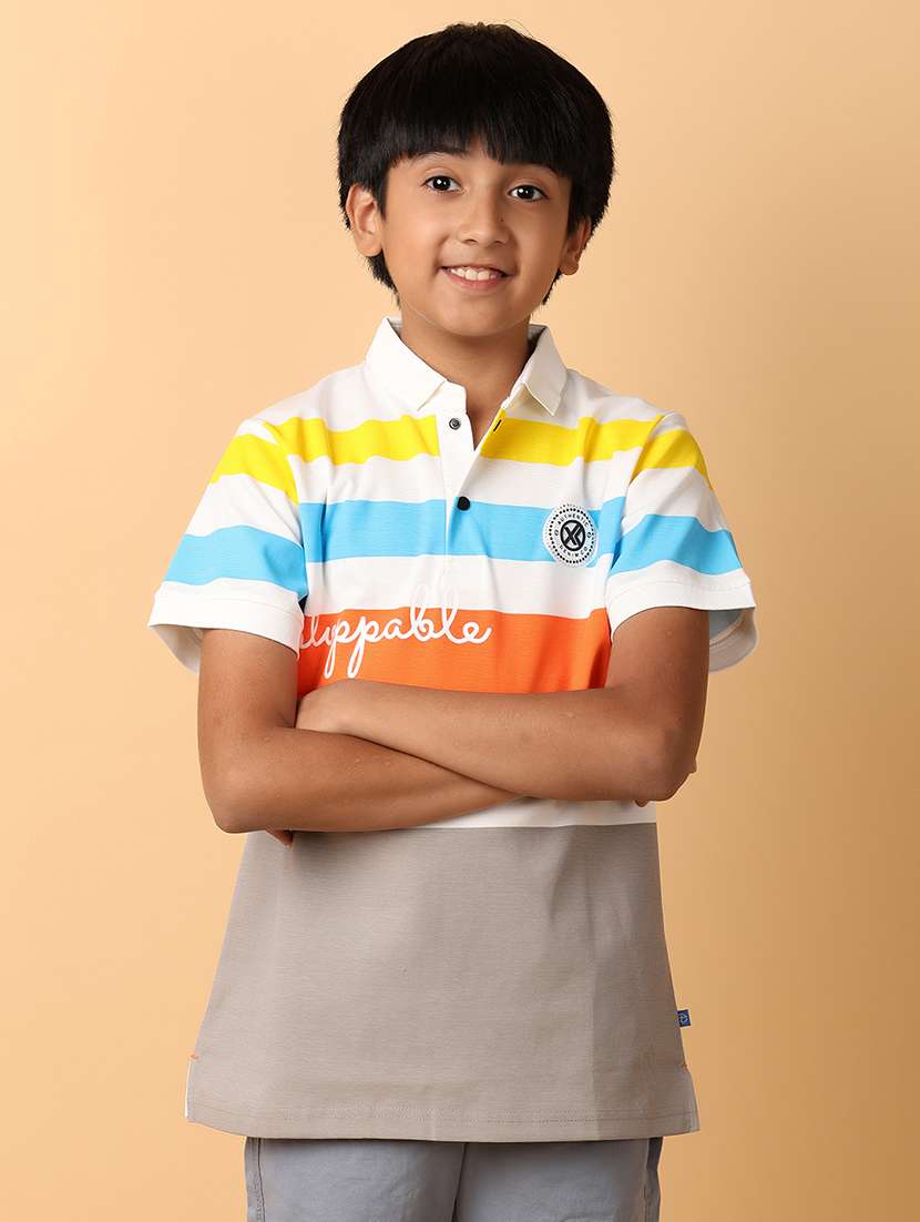 boys front print polo t-shirt