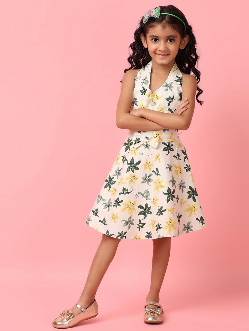 cream printed cotton frock - 21233249 - Standard Image - 1