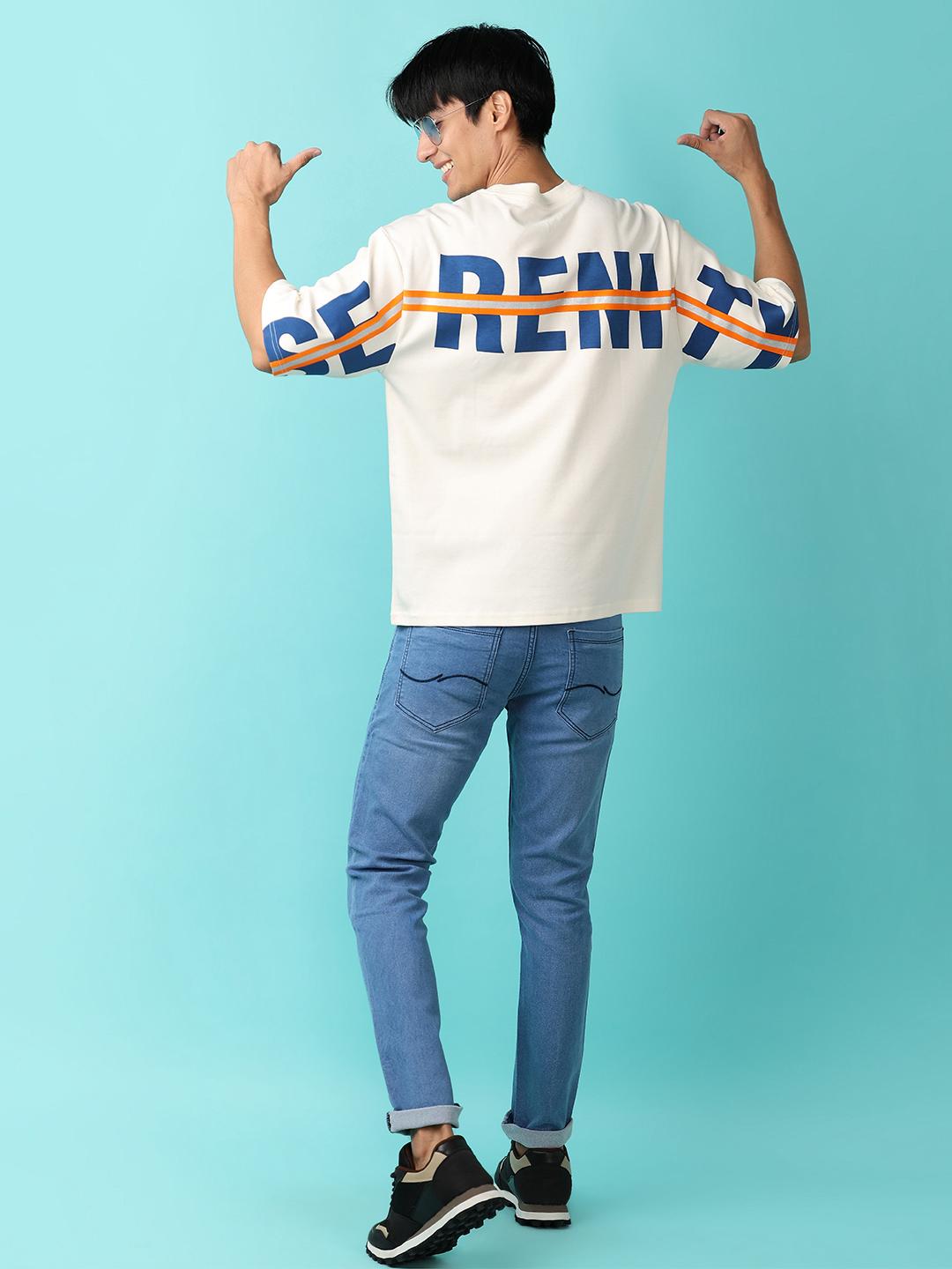 off white cotton front print tshirt - 21233293 - Standard Image - 1