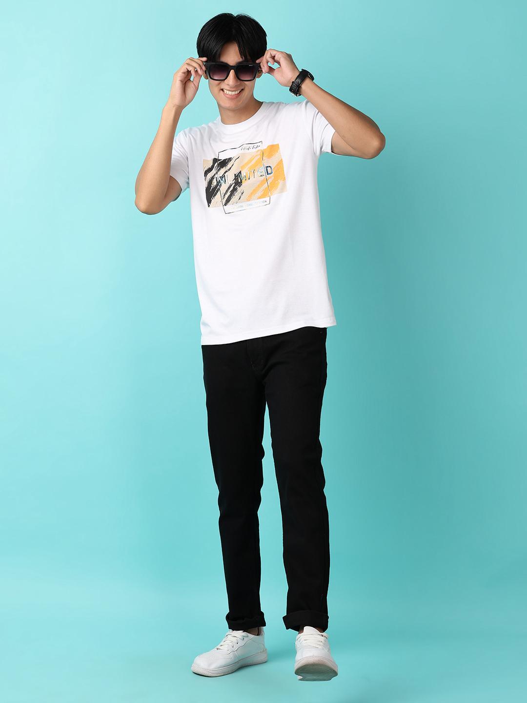 off white cotton front print tshirt - 21233334 - Standard Image - 4