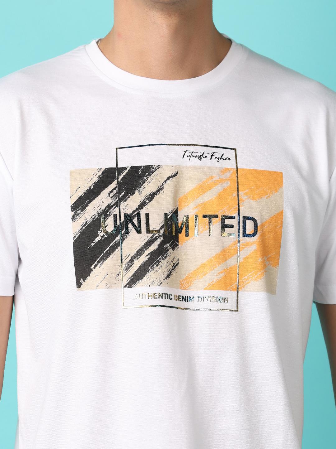 off white cotton front print tshirt - 21233334 - Standard Image - 6
