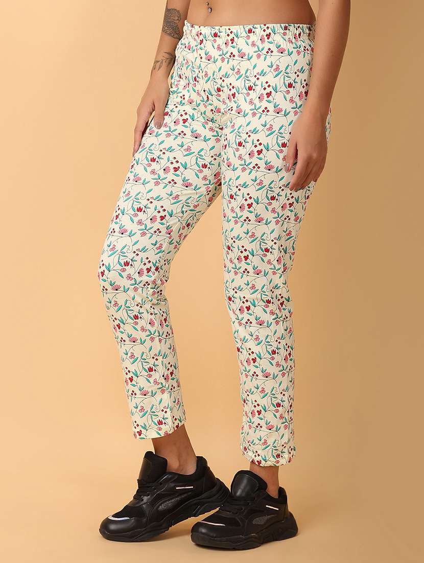 women off white cotton pajama - 21233421 -  Standard Image - 1