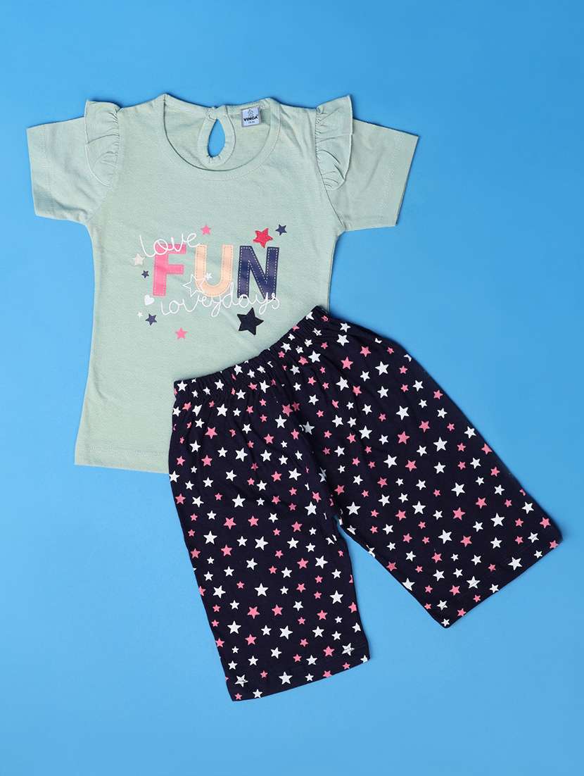 girls printed capri sets