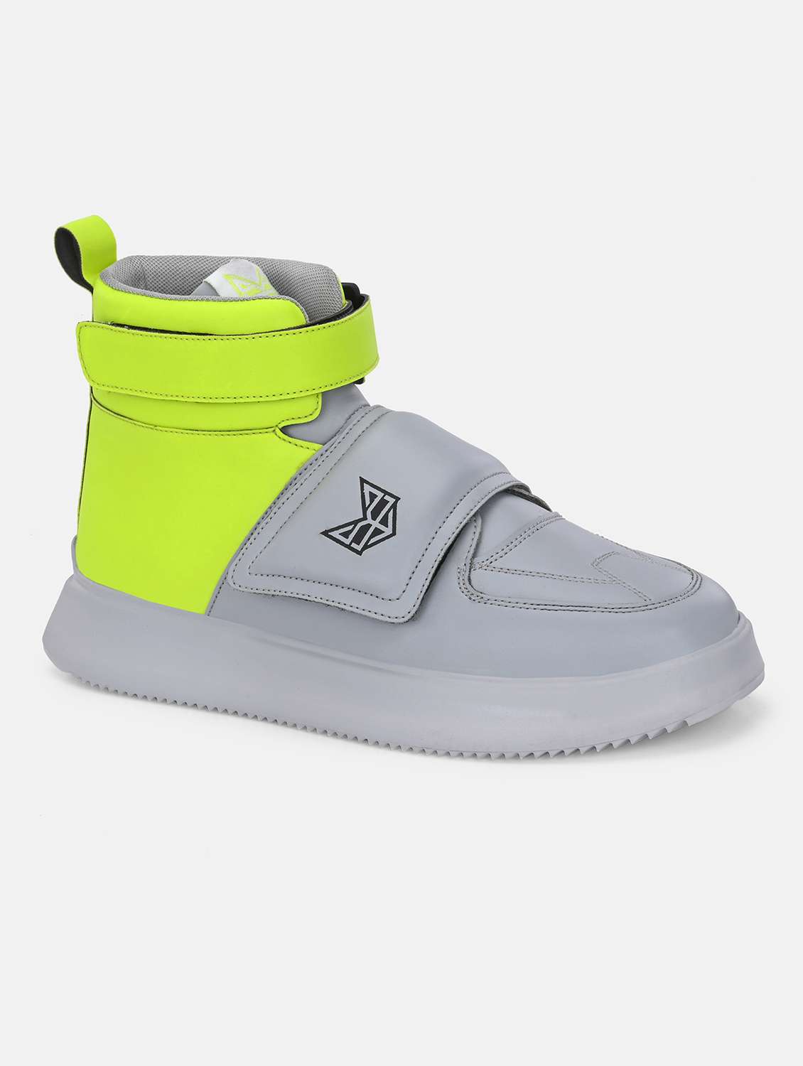 men neon green color block high neck sneakers - 21233914 -  Standard Image - 1