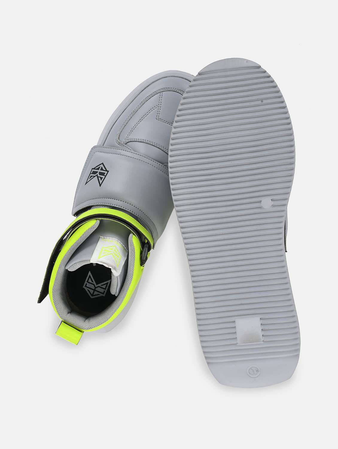 men neon green color block high neck sneakers - 21233914 -  Standard Image - 4