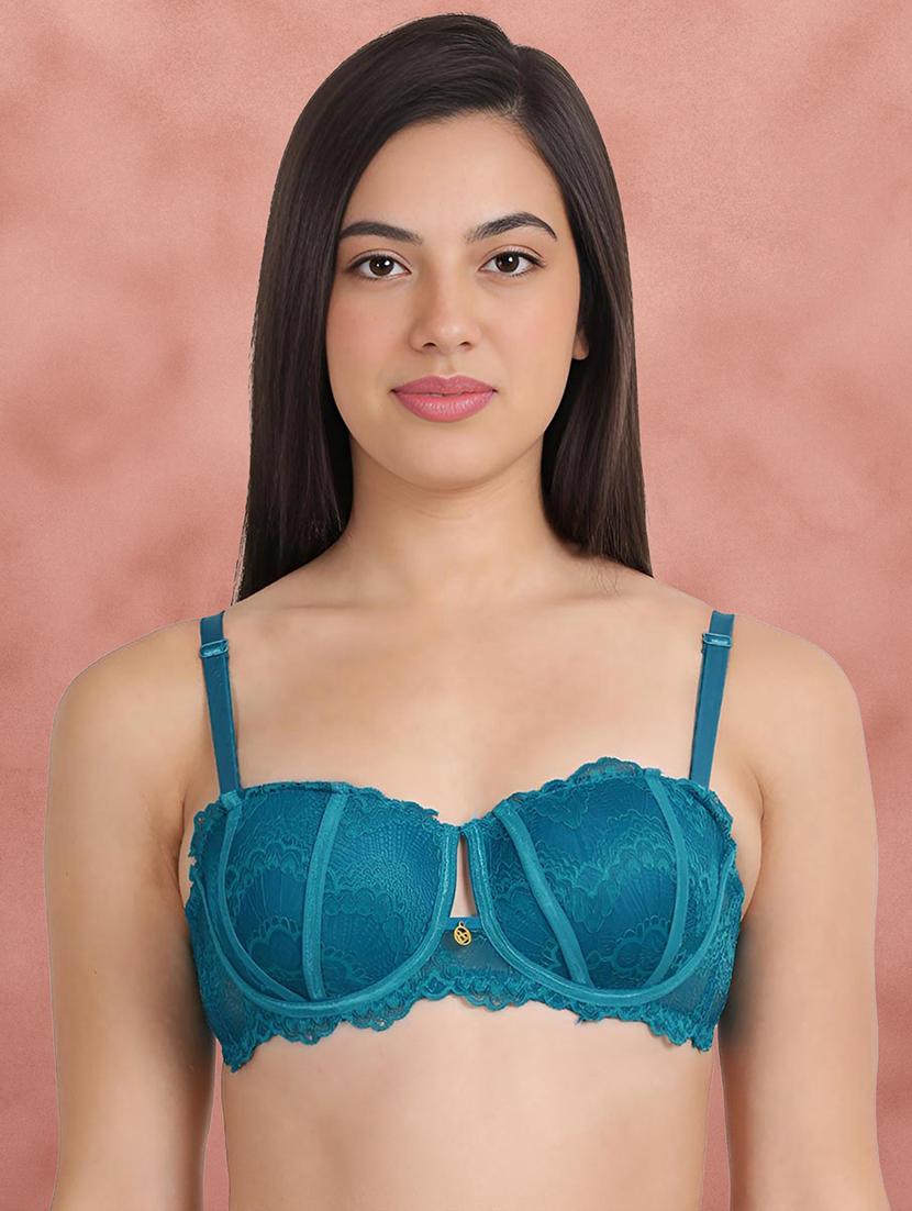 blue nylon balconette bra - 21234152 - Zoom Image - 0