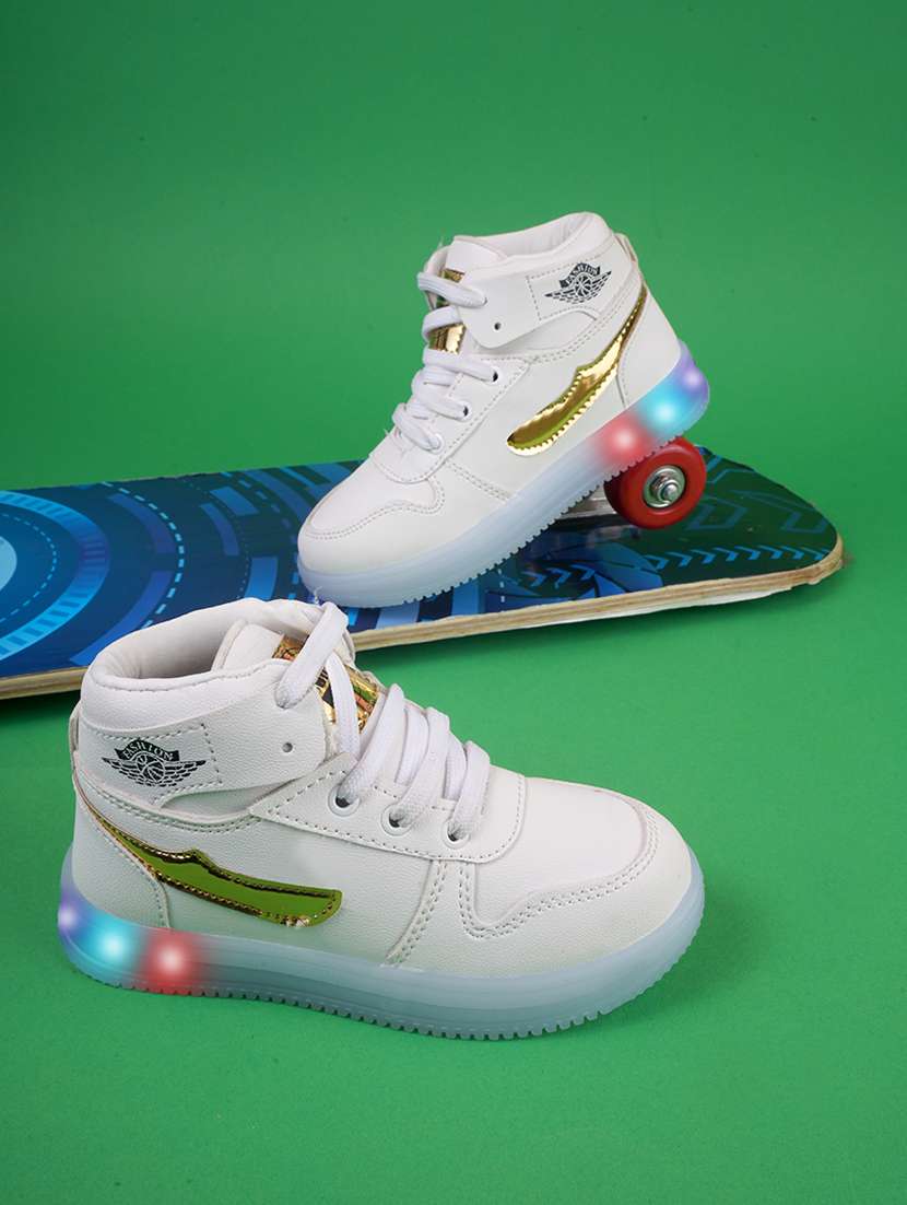 white synthetic sneaker