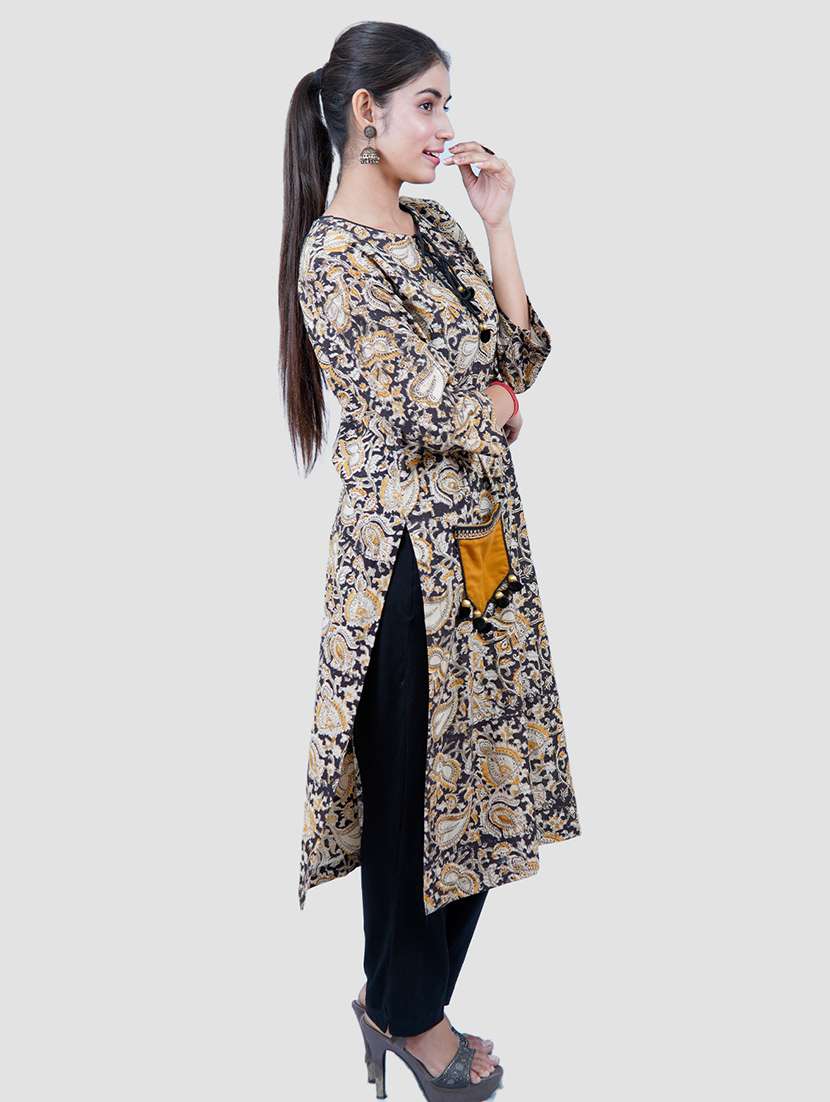women three quarter sleeve straight kurta - 21235711 -  Standard Image - 1