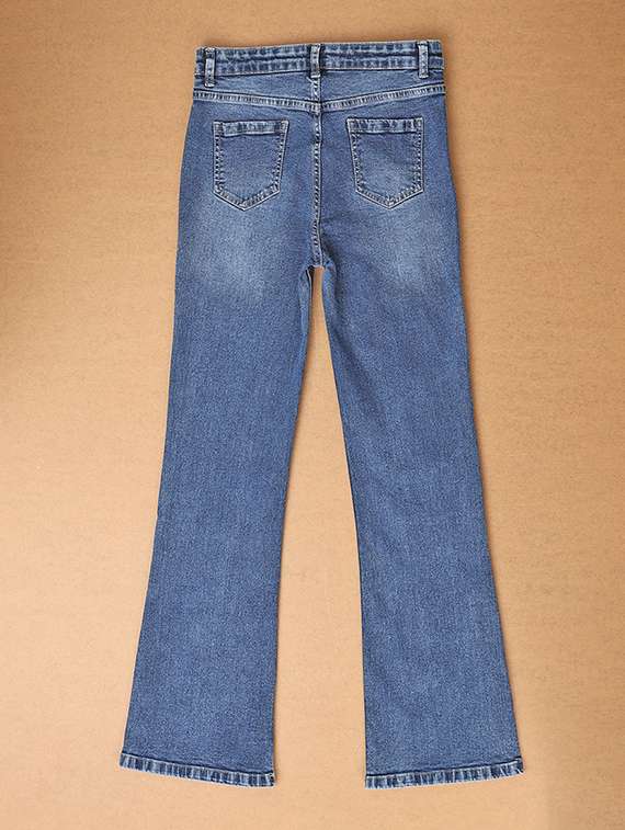 girls plain straight fit mid rise jeans - 21236125 -  Standard Image - 1