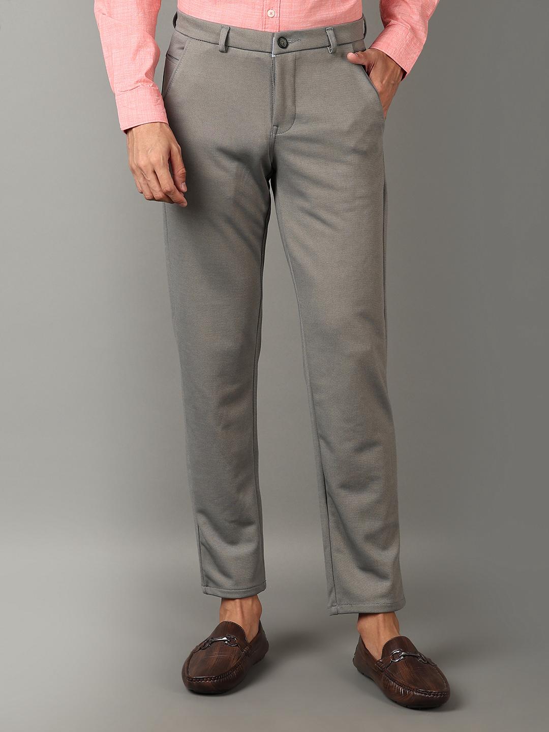 men mid rise solid flat front casual trouser - 21236170 -  Zoom Image - 0