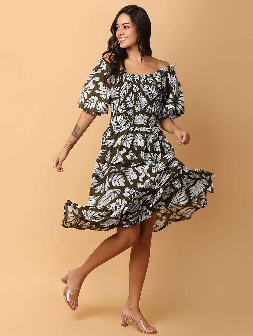 women green polyester fit & flare dress - 21236219 -  Standard Image - 1