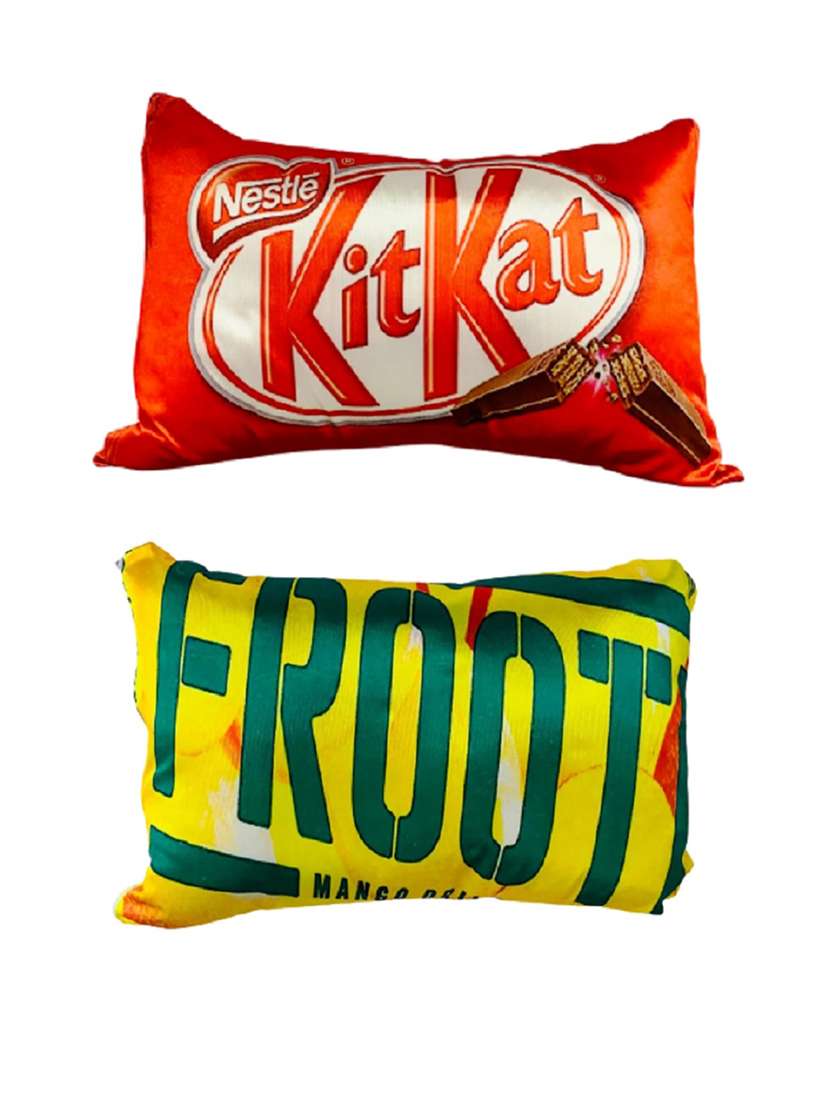 pack of 2 printed inpout microfibre filled reversible cushion 