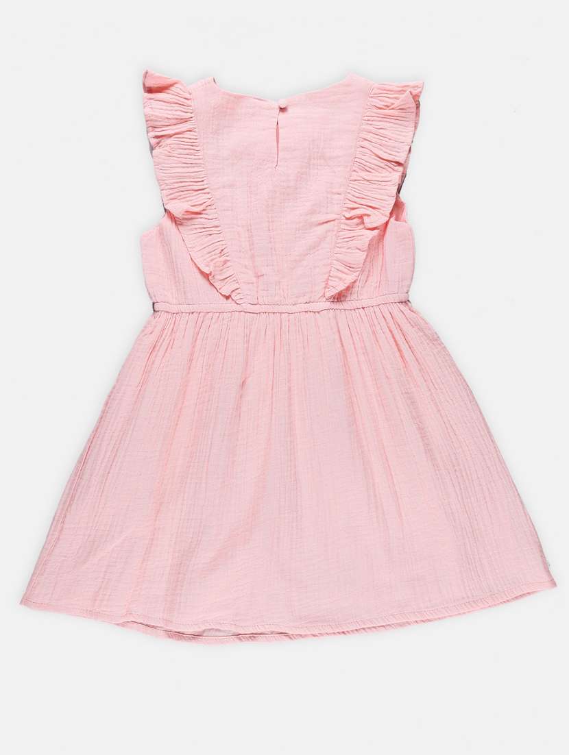 peach embroidered cotton frock - 21236446 -  Standard Image - 1