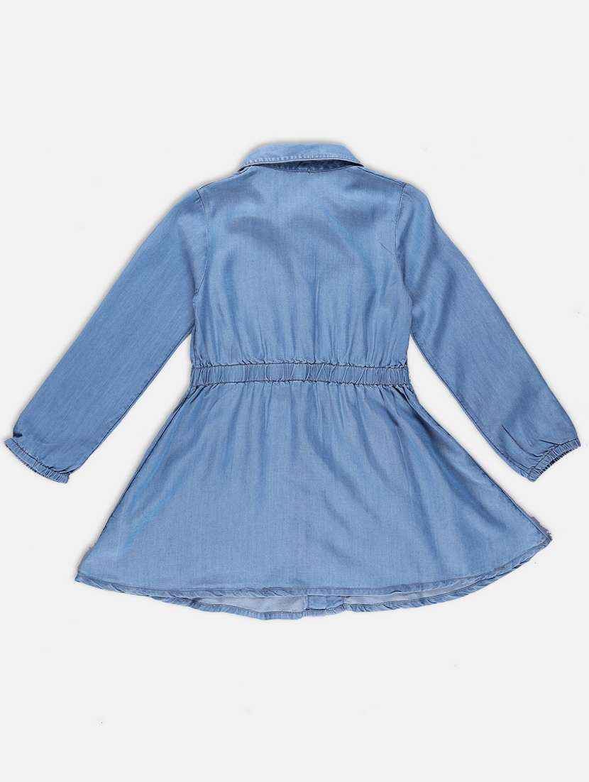 girls blue solid cotton dress - 21236447 -  Standard Image - 1