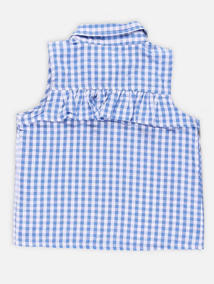 girl checkered collared top - 21236973 - Standard Image - 1