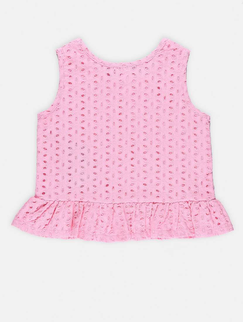 girl solid round neck sleeveless top - 21236977 -  Standard Image - 1