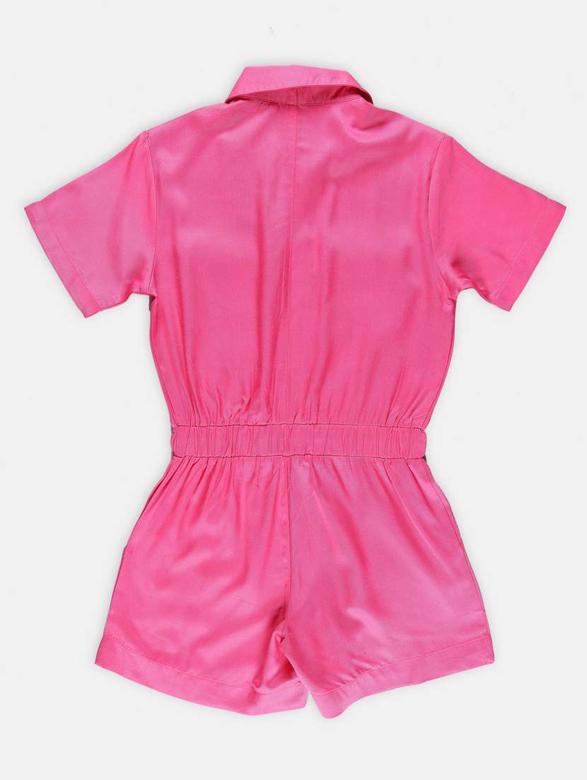 girls solid cotton playsuit - 21237065 -  Standard Image - 1