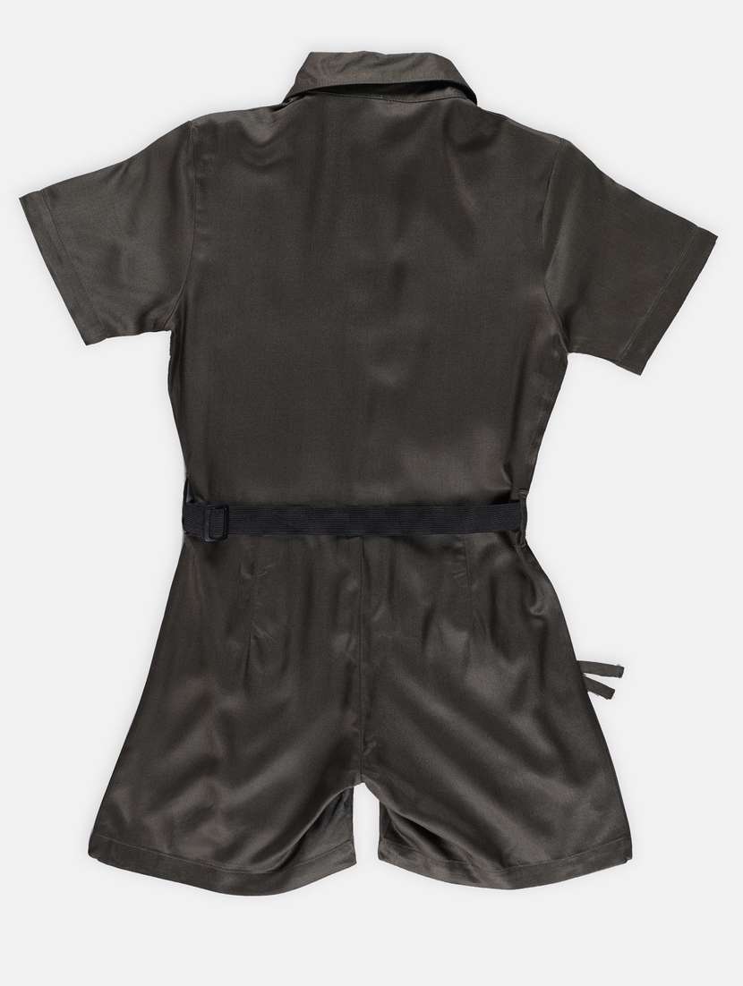 girls solid cotton playsuit - 21237066 - Standard Image - 1