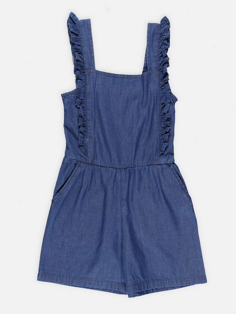 girls solid cotton playsuit - 21237067 -  Standard Image - 1