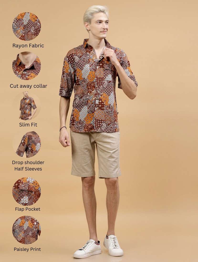 men printed rayon casual shirt