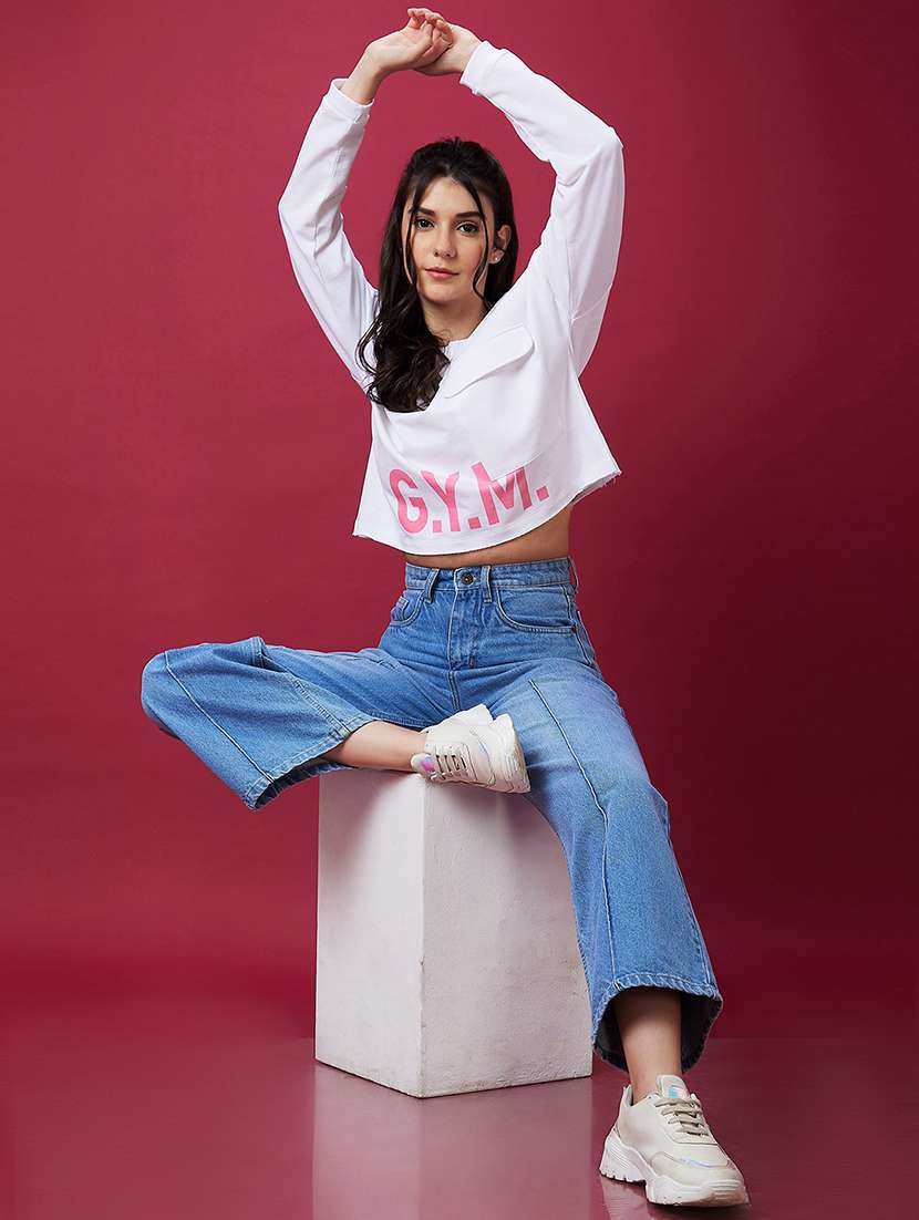 white cotton placement print sweatshirt - 21237136 -  Standard Image - 4