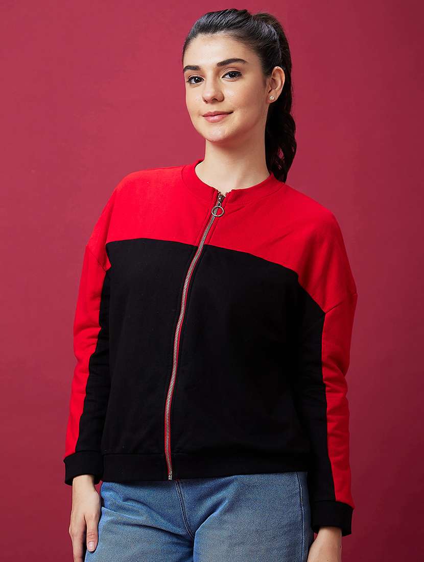 black cotton color block sweatshirt - 21237139 -  Standard Image - 1