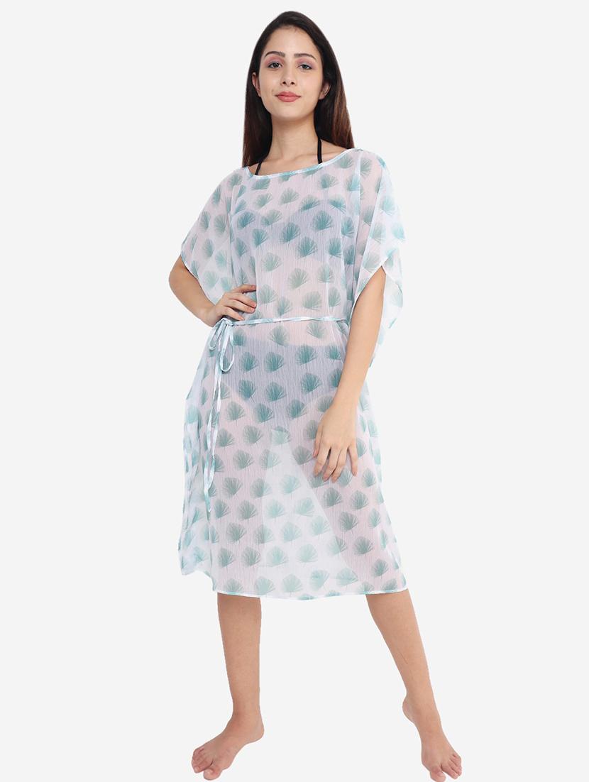 white polyester maxi kaftan - 21237264 - Zoom Image - 0
