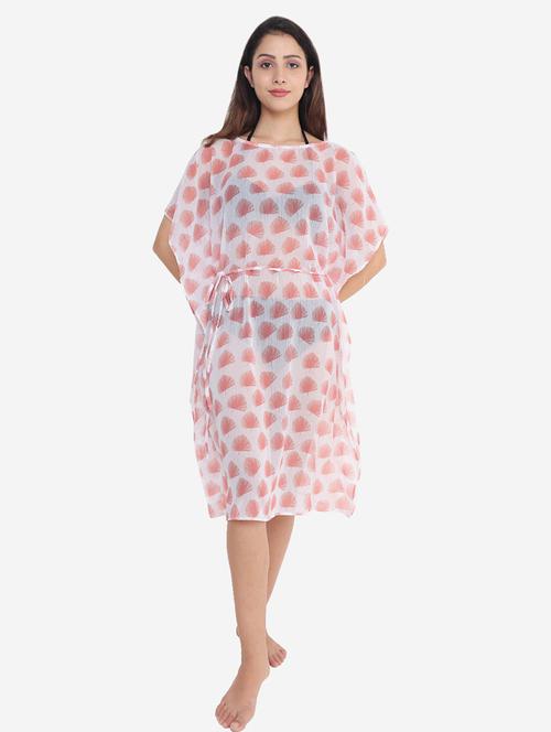 white polyester maxi kaftan - 21237285 - Standard Image - 0