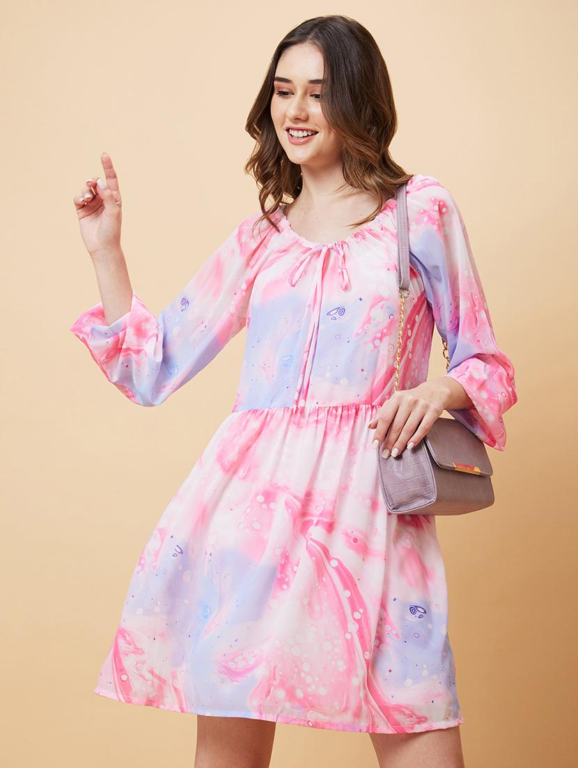 pink polyester a-line dress - 21237417 -  Standard Image - 1