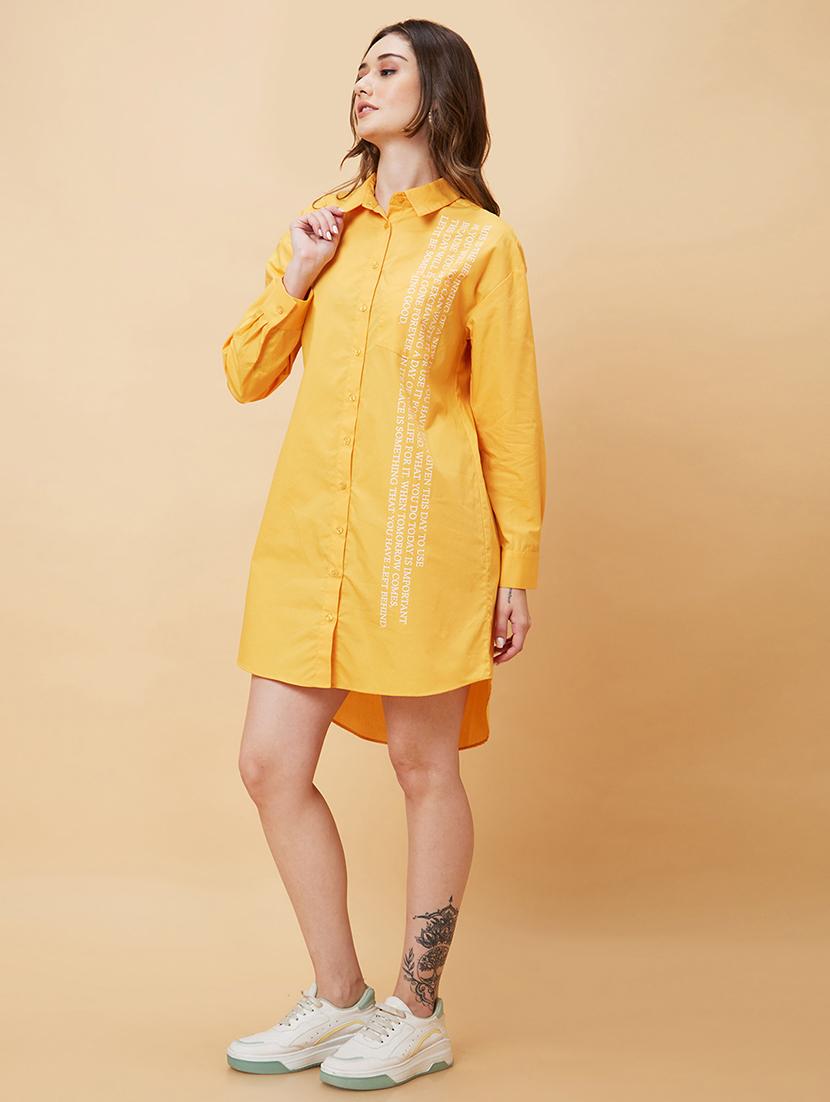 yellow cotton shirt dress - 21237418 - Standard Image - 1