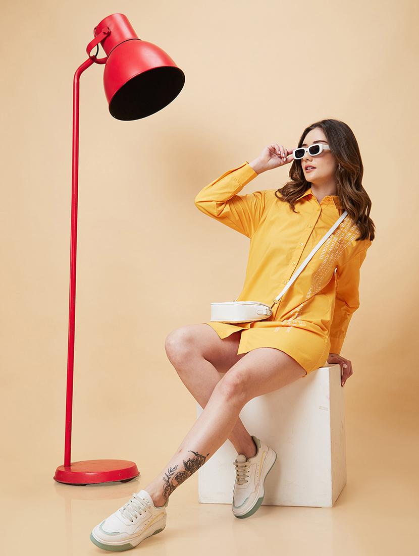 yellow cotton shirt dress - 21237418 - Standard Image - 4