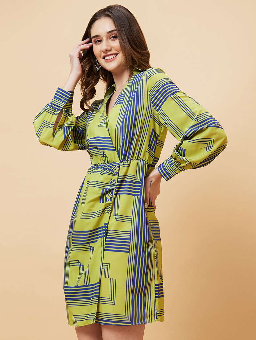 green polyester a-line dress