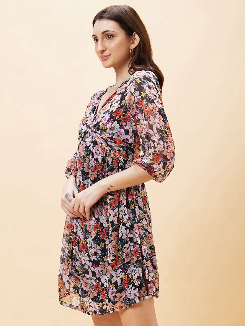 black polyester fit & flare dress - 21237430 -  Standard Image - 1