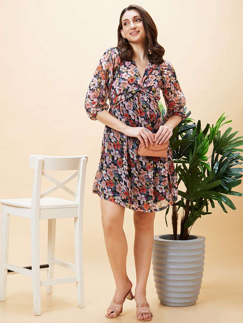 black polyester fit & flare dress - 21237430 -  Standard Image - 4