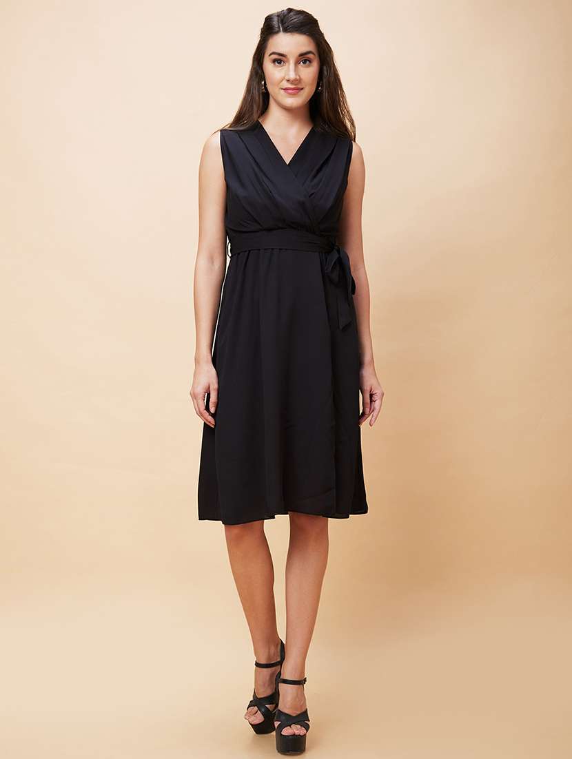black polyester a-line dress - 21237444 -  Standard Image - 1