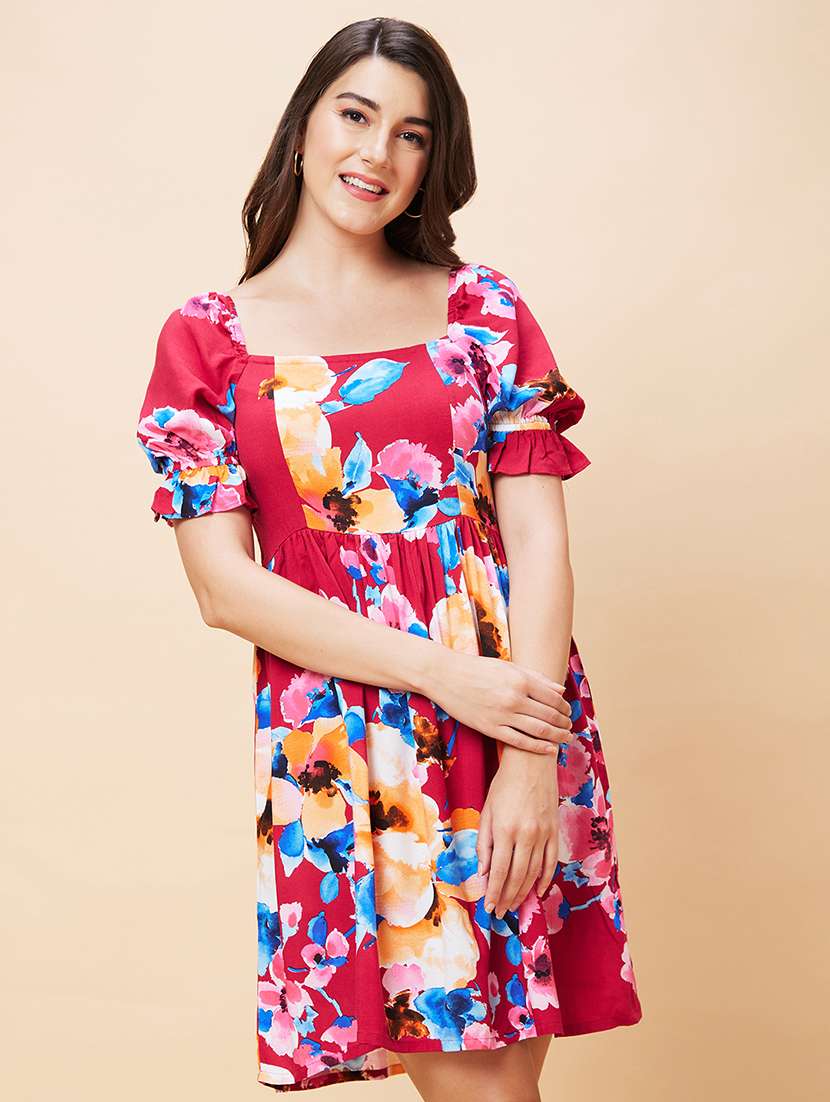 red rayon aline dress