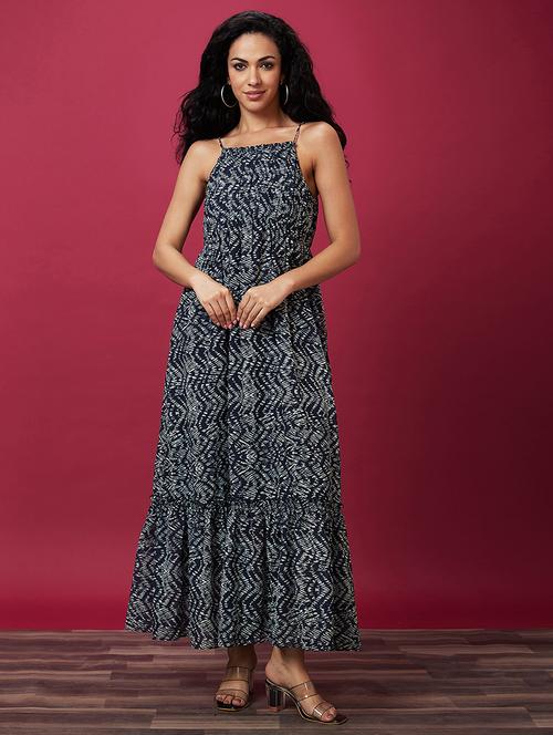 black polyester fit & flare dress - 21237464 - Standard Image - 0
