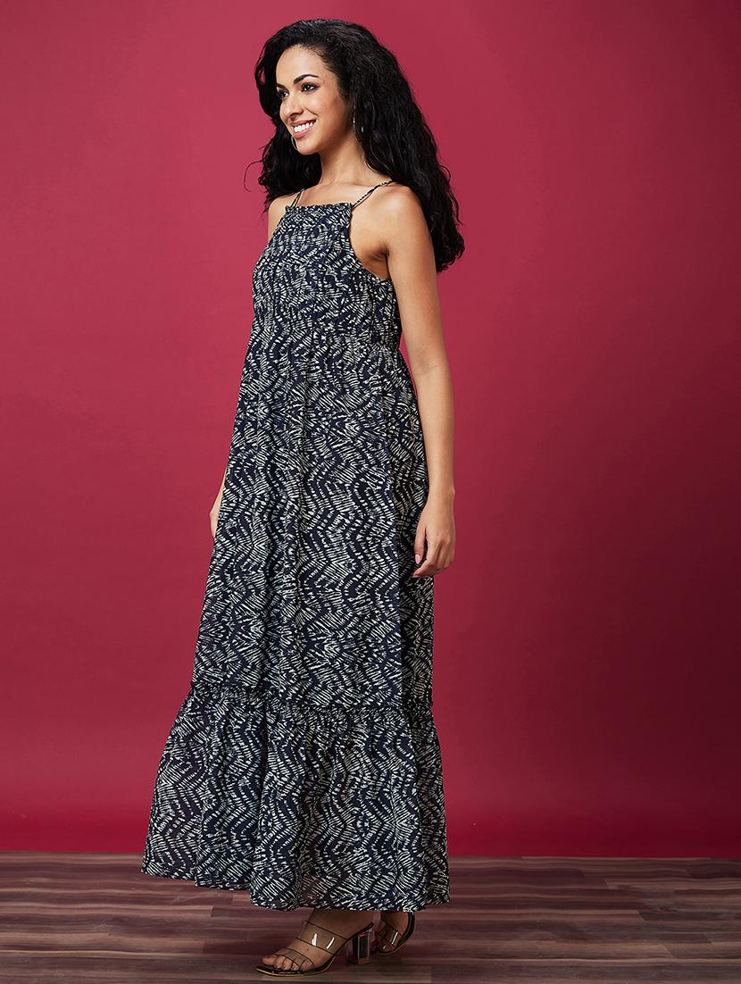 black polyester fit & flare dress - 21237464 - Standard Image - 1